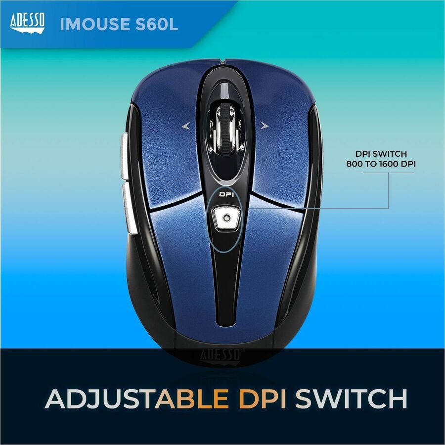 Adesso iMouse S60L - 2.4 GHz Wireless Programmable Nano Mouse IMOUSES60L