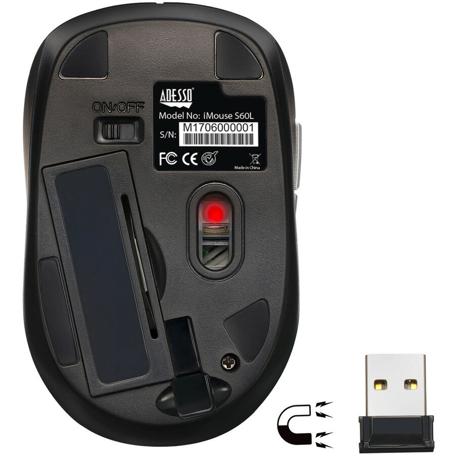 Adesso iMouse S60L - 2.4 GHz Wireless Programmable Nano Mouse IMOUSES60L