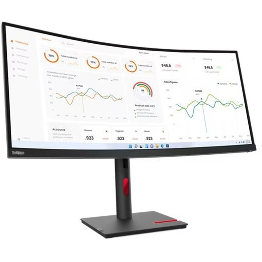 Moniteur LCD incurvé Lenovo ThinkVision T34w-30 34" UW-QHD - 21:9 - Noir corbeau 63D4GAR1US