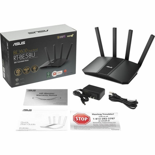 Asus RT-BE58U Wi-Fi 7 IEEE 802.11 a/b/g/n/ac/ax/be Ethernet Wireless Router RT-BE58U