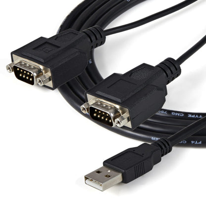 StarTech.com USB to Serial Adapter - 2 Port - COM Port Retention - FTDI - USB to RS232 Adapter Cable - USB to Serial Converter ICUSB2322F