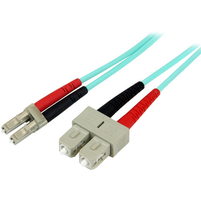 StarTech.com 5m (16.4ft) LC/UPC to SC/UPC OM3 Multimode Fiber Optic Cable, Full Duplex 50/125 Zipcord, 100G, LSZH Fiber Jumper Cord A50FBLCSC5