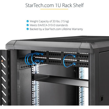 StarTech.com 1U Server Rack Cabinet Shelf - Fixed 7" Deep Cantilever Rackmount Tray for 19" Data/AV/Network Enclosure w/cage nuts, screws CABSHELF1U