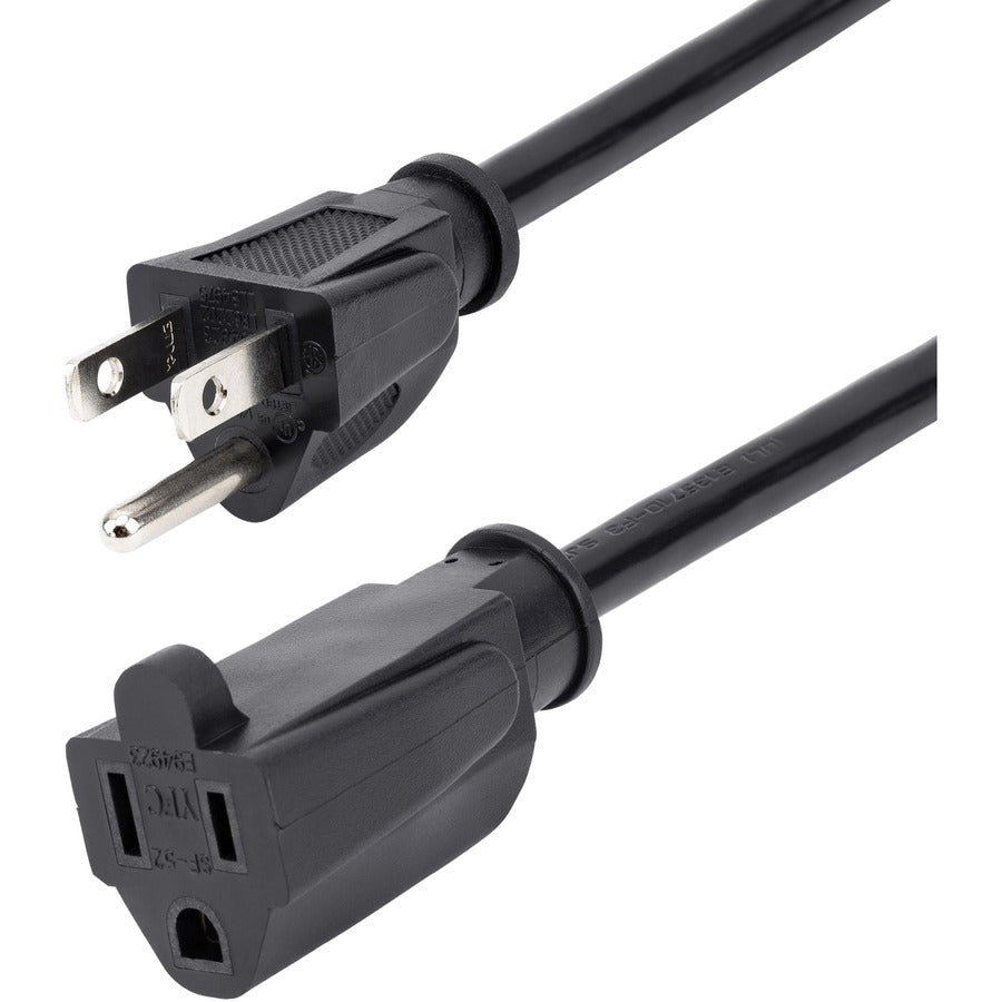 StarTech.com 3ft (1m) Power Extension Cord, NEMA5-15R to NEMA5-15P Black Extension Cord, 13A 125V, 16AWG, Computer Power Extension Cable PAC1013