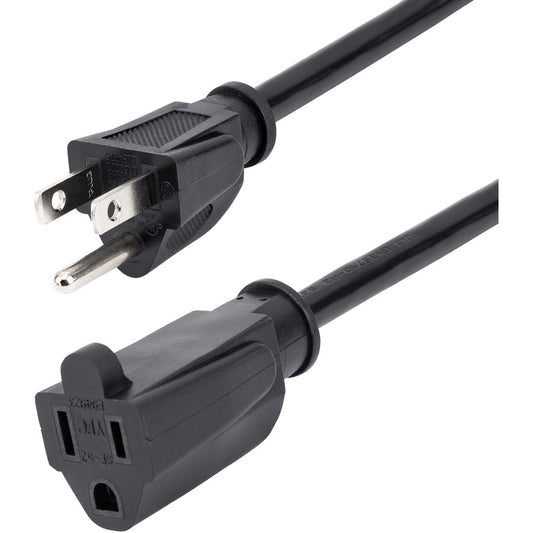 StarTech.com 1ft (0.3m) Short Extension Cord, NEMA5-15R to NEMA5-15P Black Extension Cord, 13A 125V, 16AWG, Computer Power Extension Cable PAC101