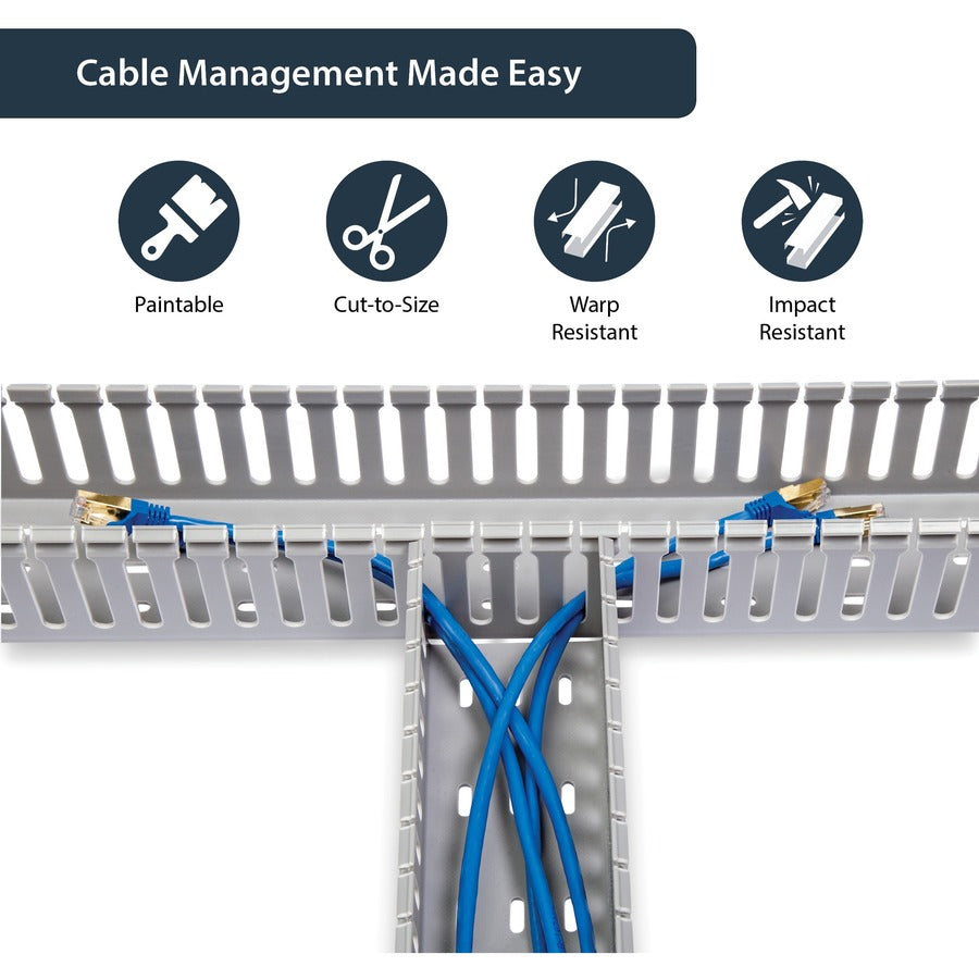 StarTech.com Server Rack Cable Management - 3x3in - Open Slot Network & Data Cable Raceway - Finger Duct Cable Management w/ Cover (AD3X3) AD3X3