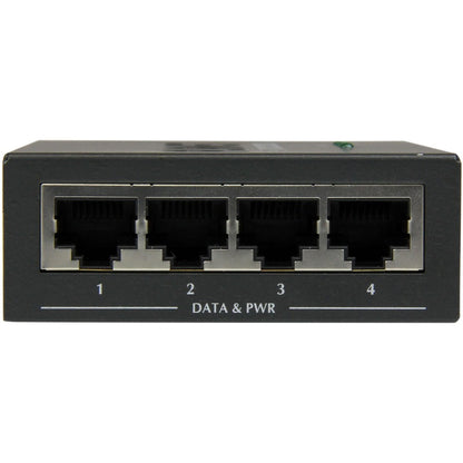 Star Tech.com 4 Port Gigabit Midspan - PoE+ Injector - 802.3at and 802.3af POEINJ4G