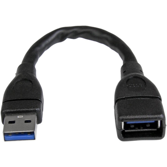 StarTech.com 6in Black USB 3.0 (5Gbps) Extension Adapter Cable A to A - M/F USB3EXT6INBK