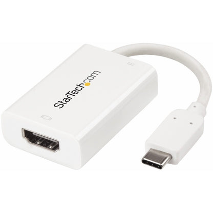 StarTech.com USB C to HDMI 2.0 Adapter 4K 60Hz with 60W Power Delivery Pass-Through Charging - USB Type-C to HDMI Video Converter - White CDP2HDUCPW