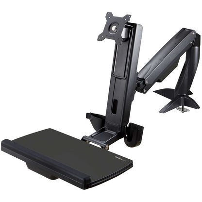 StarTech.com Sit Stand Monitor Arm - Desk Mount Sit-Stand Workstation up to 27inch VESA Display - Standing Desk Converter - Keyboard Tray ARMSTSCP1