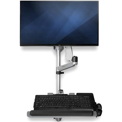 StarTech.com Wall Mount Workstation - Foldable Ergonomic Standing Desk - Height Adjustable 34" VESA Monitor Arm/Padded Keyboard/Mouse Tray WALLSTSI1