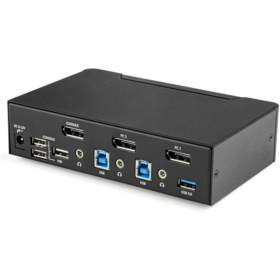 StarTech.com 2 Port DisplayPort KVM Switch - 4K 60Hz - Single Display - UHD DP 1.2 USB KVM Switch with USB 3.0 Hub & Audio - TAA Compliant SV231DPU34K