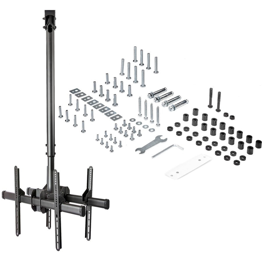 StarTech.com Dual TV Ceiling Mount, Back-to-Back Hanging Dual Screen VESA Pole Mount for 32"-75" TVs - Height Adjustable Telescopic Pole FPCEILBTB