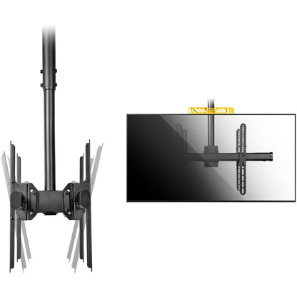 StarTech.com Dual TV Ceiling Mount, Back-to-Back Hanging Dual Screen VESA Pole Mount for 32"-75" TVs - Height Adjustable Telescopic Pole FPCEILBTB