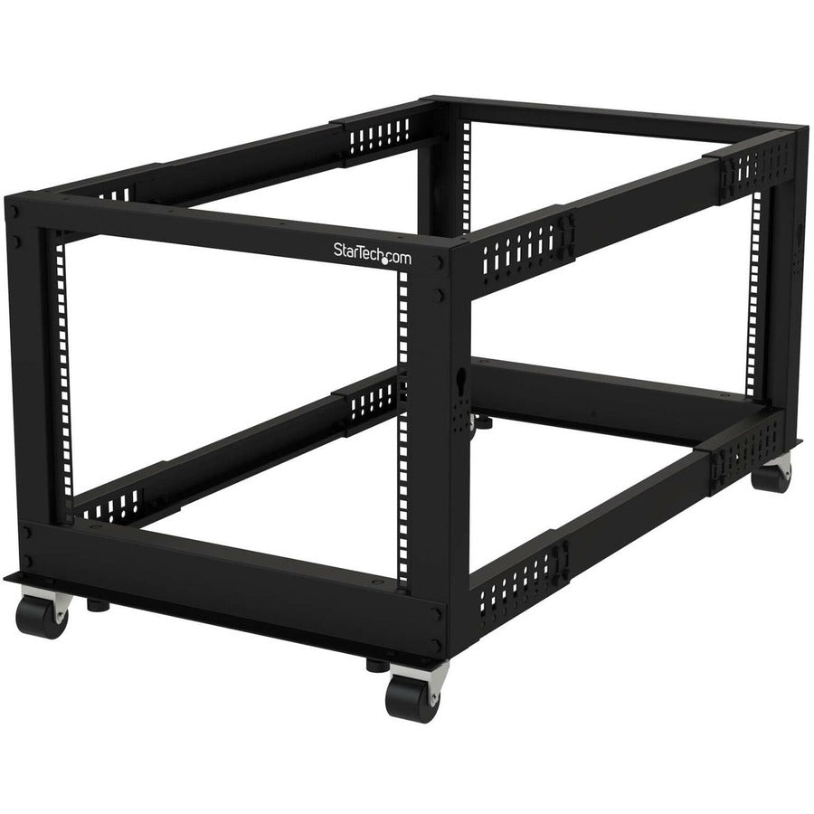 StarTech.com 4-Post 8U Mobile Open Frame Server Rack, 19in Network Rack with Casters, Small Rolling Rack for Computer/AV/Data/IT Equipment 4POSTRACK8U