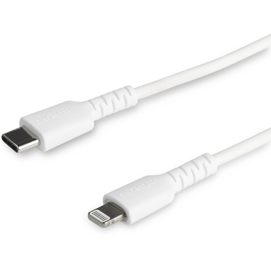 StarTech.com 3 foot/1m Durable White USB-C to Lightning Cable, Rugged Heavy Duty Charging/Sync Cable for Apple iPhone/iPad MFi Certified RUSBCLTMM1MW