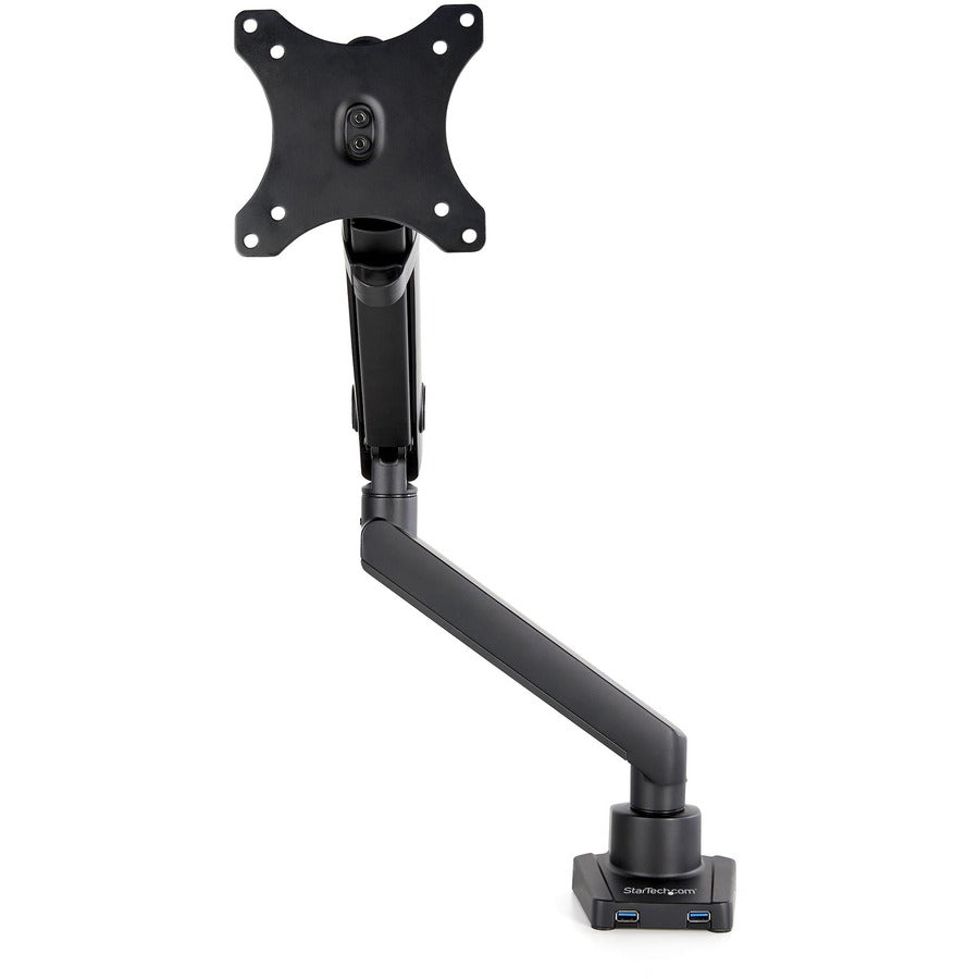 StarTech.com Desk Mount Monitor Arm with 2x USB 3.0 ports, Slim Single Monitor VESA Mount up to 34" (17.6lb/8kg) Display, C-Clamp/Grommet ARMSLIM2USB3