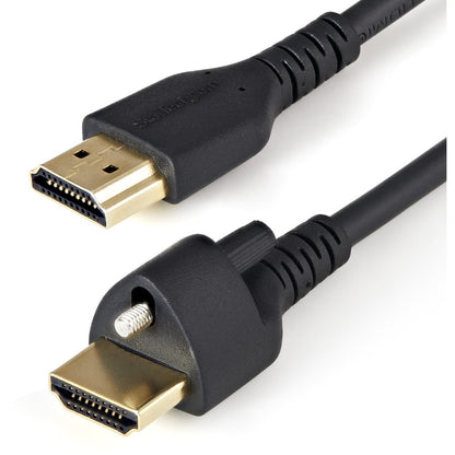 StarTech.com 1m(3ft) HDMI Cable with Locking Screw, 4K 60Hz HDR High Speed HDMI 2.0 Cable with Ethernet, Secure Locking Connector, M/M HDMM1MLS