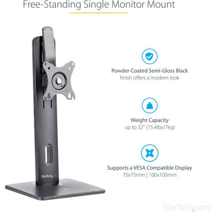 StarTech.com Free Standing Single Monitor Mount, Height Adjustable Ergonomic Monitor Desk Stand, For VESA Mount Displays up to 32" (15lb) FPPNEUSTND