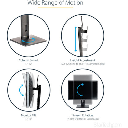 StarTech.com Free Standing Single Monitor Mount, Height Adjustable Ergonomic Monitor Desk Stand, For VESA Mount Displays up to 32" (15lb) FPPNEUSTND