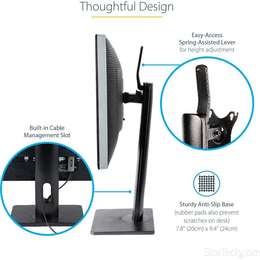 StarTech.com Free Standing Single Monitor Mount, Height Adjustable Ergonomic Monitor Desk Stand, For VESA Mount Displays up to 32" (15lb) FPPNEUSTND