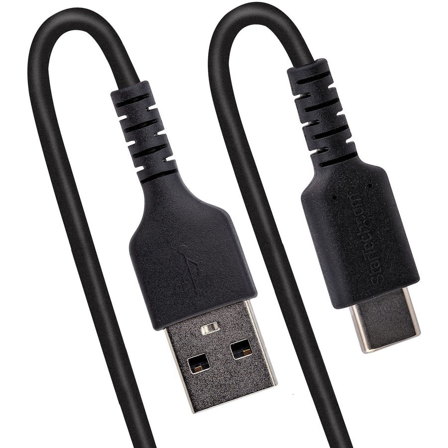 StarTech.com 3ft (1m) USB A to C Charging Cable, Coiled Heavy Duty USB 2.0 A to Type-C, Durable Fast Charge & Sync USB-C Cable, Black, M/M R2ACC-1M-USB-CABLE