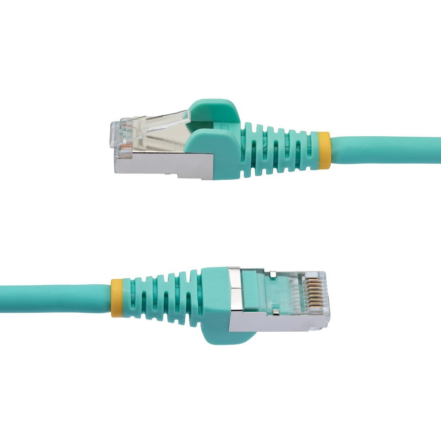 StarTech.com 2ft CAT6a Ethernet Cable, Aqua Low Smoke Zero Halogen (LSZH) 10 GbE 100W PoE S/FTP Snagless RJ-45 Network Patch Cord NLAQ-2F-CAT6A-PATCH