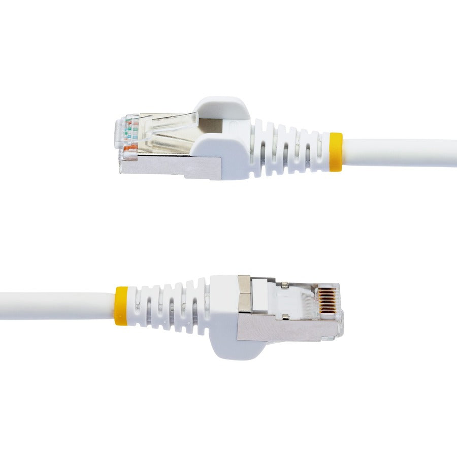 StarTech.com 7ft CAT6a Ethernet Cable, White Low Smoke Zero Halogen (LSZH) 10 GbE 100W PoE S/FTP Snagless RJ-45 Network Patch Cord NLWH-7F-CAT6A-PATCH