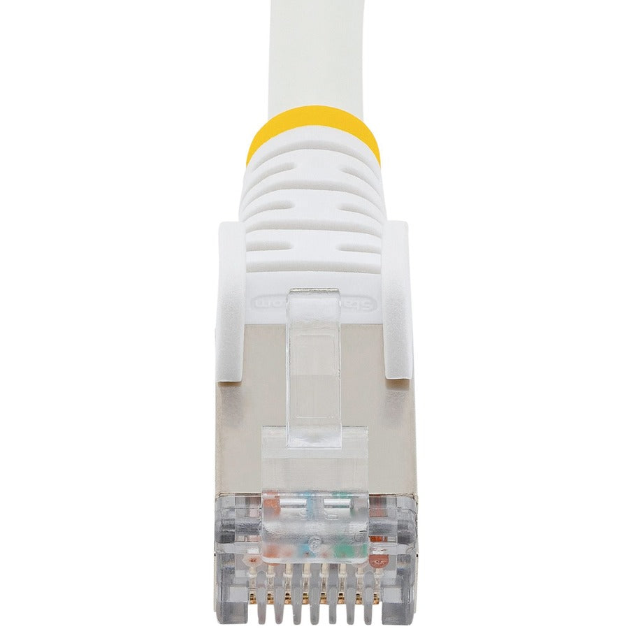 StarTech.com 2ft CAT6a Ethernet Cable, White Low Smoke Zero Halogen (LSZH) 10 GbE 100W PoE S/FTP Snagless RJ-45 Network Patch Cord NLWH-2F-CAT6A-PATCH