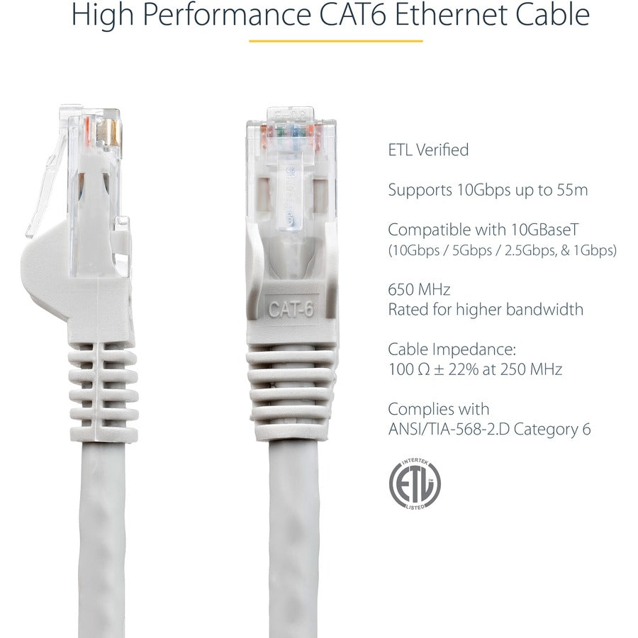 StarTech.com 10ft CAT6 Ethernet Cable - Gray Snagless Gigabit - 100W PoE UTP 650MHz Category 6 Patch Cord UL Certified Wiring/TIA N6PATCH10GR