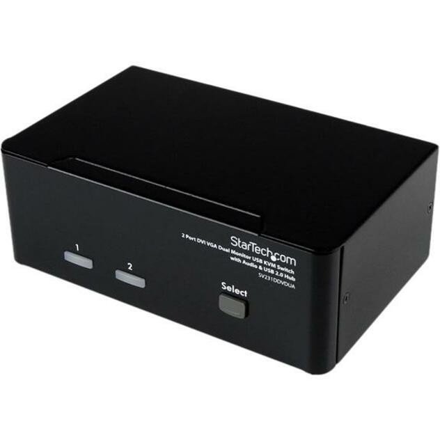 StarTech.com 2 Port DVI VGA Dual Monitor KVM Switch USB with Audio & USB 2.0 Hub SV231DDVDUA