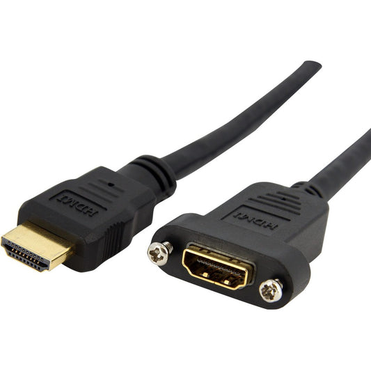 StarTech.com 3ft HDMI Female to Male Adapter, 4K High Speed Panel Mount HDMI Cable, HDMI Female to Male, HDMI Panel Mount Connector Cable HDMIPNLFM3