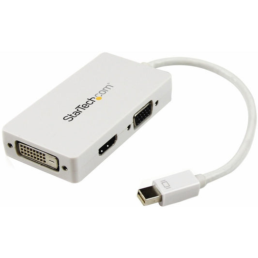 StarTech.com Travel A/V Adapter: 3-in-1 Mini DisplayPort to VGA DVI or HDMI Converter - White MDP2VGDVHDW