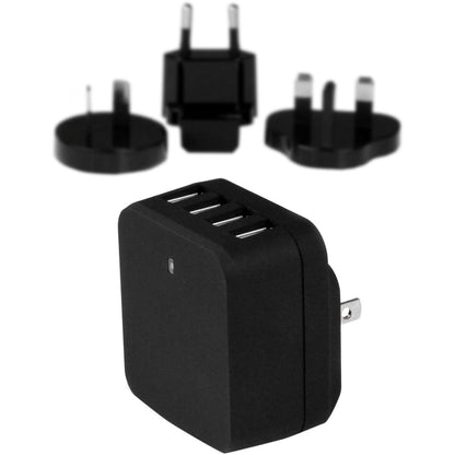 Star Tech.com Travel USB Wall Charger - 4 Port - Black - Universal Travel Adapter - International Power Adapter - USB Charger USB4PACBK