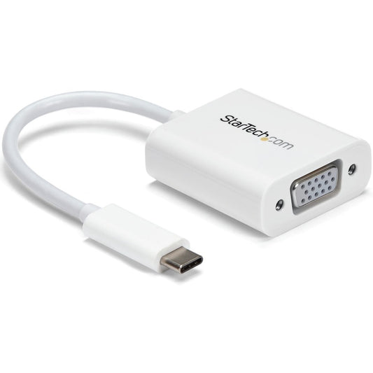 StarTech.com USB-C to VGA Adapter - White - Thunderbolt 3 Compatible - USB C Adapter - USB Type C to VGA Dongle Converter CDP2VGAW