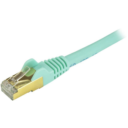 StarTech.com 2ft CAT6a Ethernet Cable - 10 Gigabit Category 6a Shielded Snagless 100W PoE Patch Cord - 10GbE Aqua UL Certified Wiring/TIA C6ASPAT2AQ