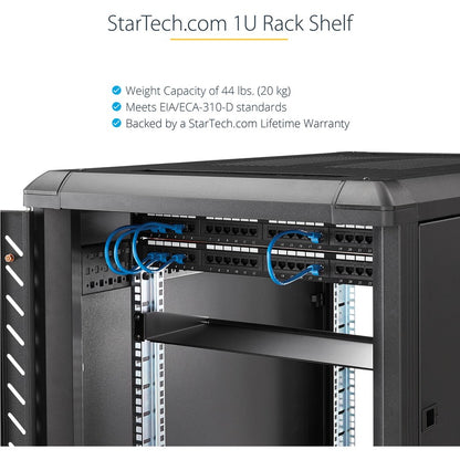 StarTech.com 1U Server Rack Cabinet Shelf - Fixed 16" Deep Cantilever Rackmount Tray for 19" Data/AV/Network Enclosure w/cage nuts, screws CABSHELF116