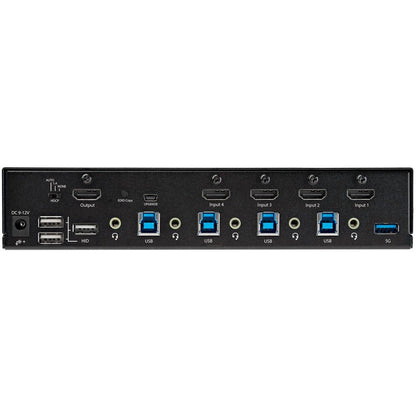 StarTech.com 4 Port HDMI KVM Switch 4K 60Hz UHD HDR, HDMI 2.0 Single Monitor, 2 Port USB 3.0 Hub, 4x USB HID, Audio, Hotkey Switching, TAA SV431HU34K6