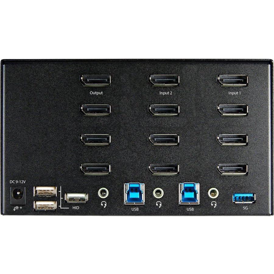 StarTech.com 2 Port Quad Monitor DisplayPort KVM Switch 4K 60Hz UHD HDR, DP 1.2 KVM Switch, 2 Port USB 3.0 Hub, 4x USB HID, Audio, Hotkey SV231QDPU34K