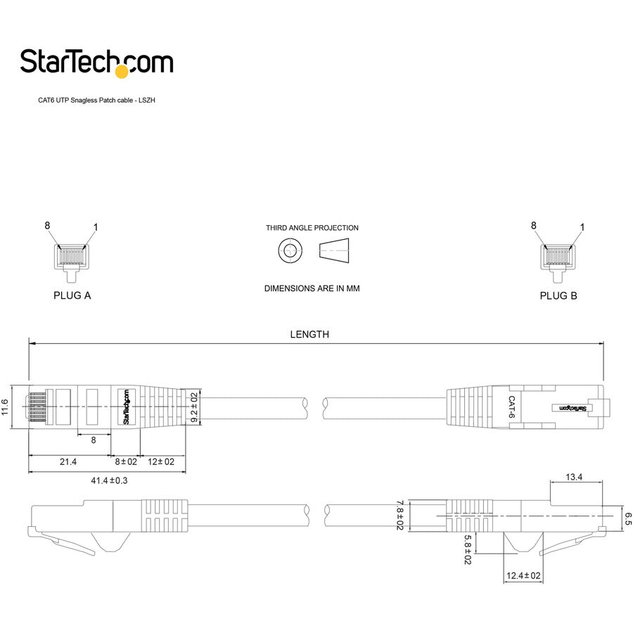 StarTech.com 25ft (7.6m) CAT6 Ethernet Cable, LSZH (Low Smoke Zero Halogen) 10 GbE Snagless 100W PoE UTP RJ45 Black Network Patch Cord ETL N6LPATCH25BK