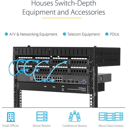 StarTech.com 2-Post 24U Heavy-Duty Wall Mount Network Rack, 19" Open Frame Server Rack with Adjustable Depth, Data Rack for IT Equipment~ RACK-24U-20-WALL-OA