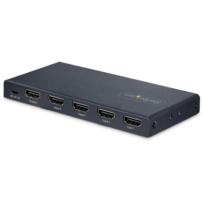 StarTech.com 4-Port 8K HDMI Switch, HDMI 2.1 Switcher 4K 120Hz HDR10+, 8K 60Hz UHD, HDMI Switch 4 In 1 Out, Auto/Manual Source Switching 4PORT-8K-HDMI-SWITCH