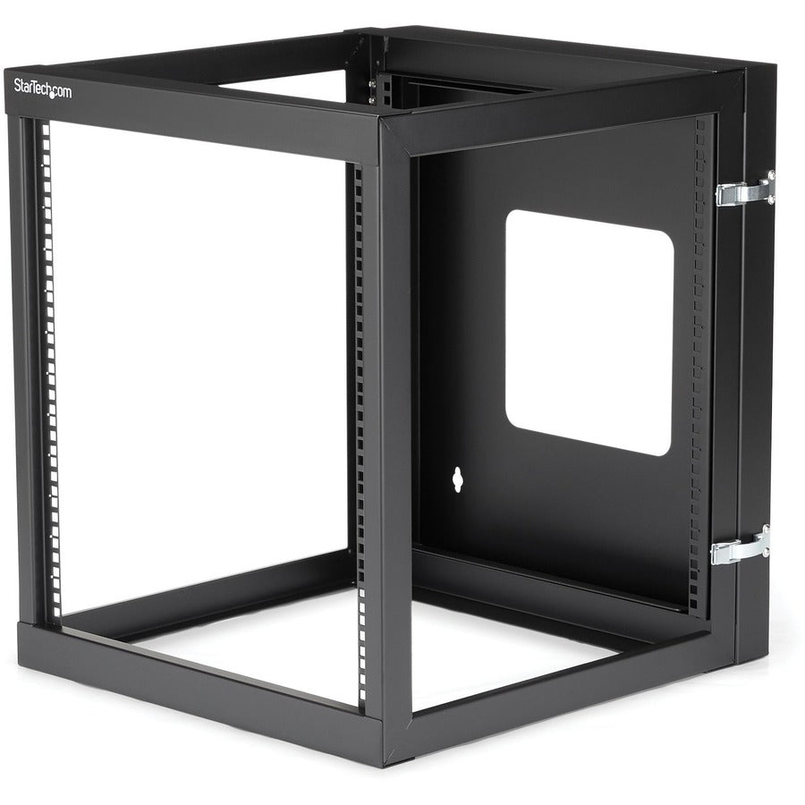 StarTech.com 4-Post 12U Hinged Wall-Mount Network Rack, 19" Open Frame Server Rack, Wall Mount Data Rack for IT Computer Equipment, TAA~ RK1219WALLOH