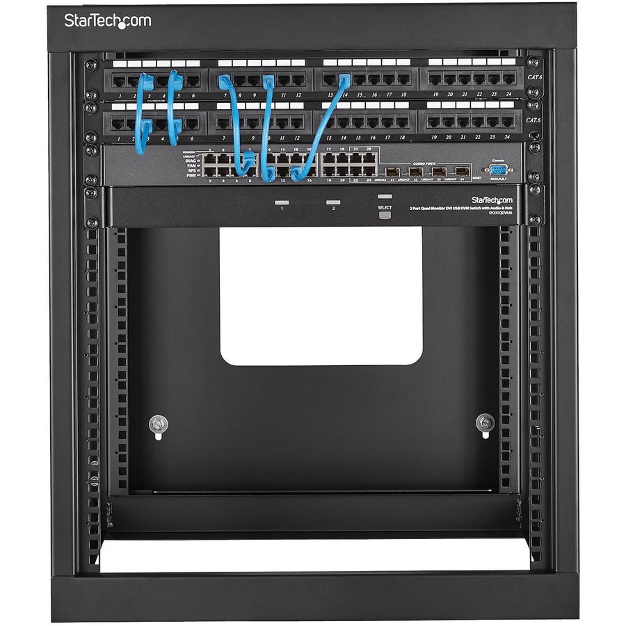 StarTech.com 4-Post 12U Hinged Wall-Mount Network Rack, 19" Open Frame Server Rack, Wall Mount Data Rack for IT Computer Equipment, TAA~ RK1219WALLOH