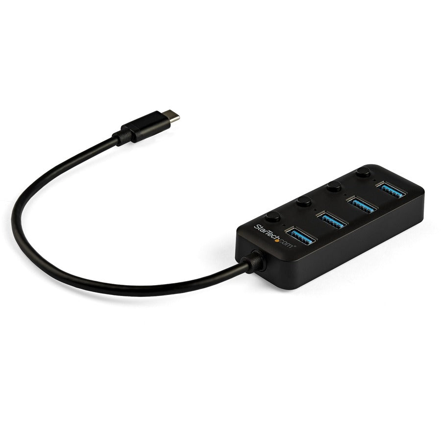 StarTech.com 4 Port USB C Hub - 4x USB 3.0 Type-A with Individual On/Off Port Switches - SuperSpeed 5Gbps USB 3.2 Gen 1 - Bus Powered HB30C4AIB