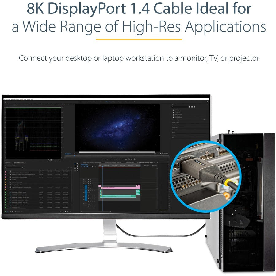 StarTech.com 13ft (4m) VESA Certified DisplayPort 1.4 Cable, 8K 60Hz HDR10, UHD 4K 120Hz Video, DP to DP Monitor Cord, DP 1.4 Cable, M/M DP14VMM4M