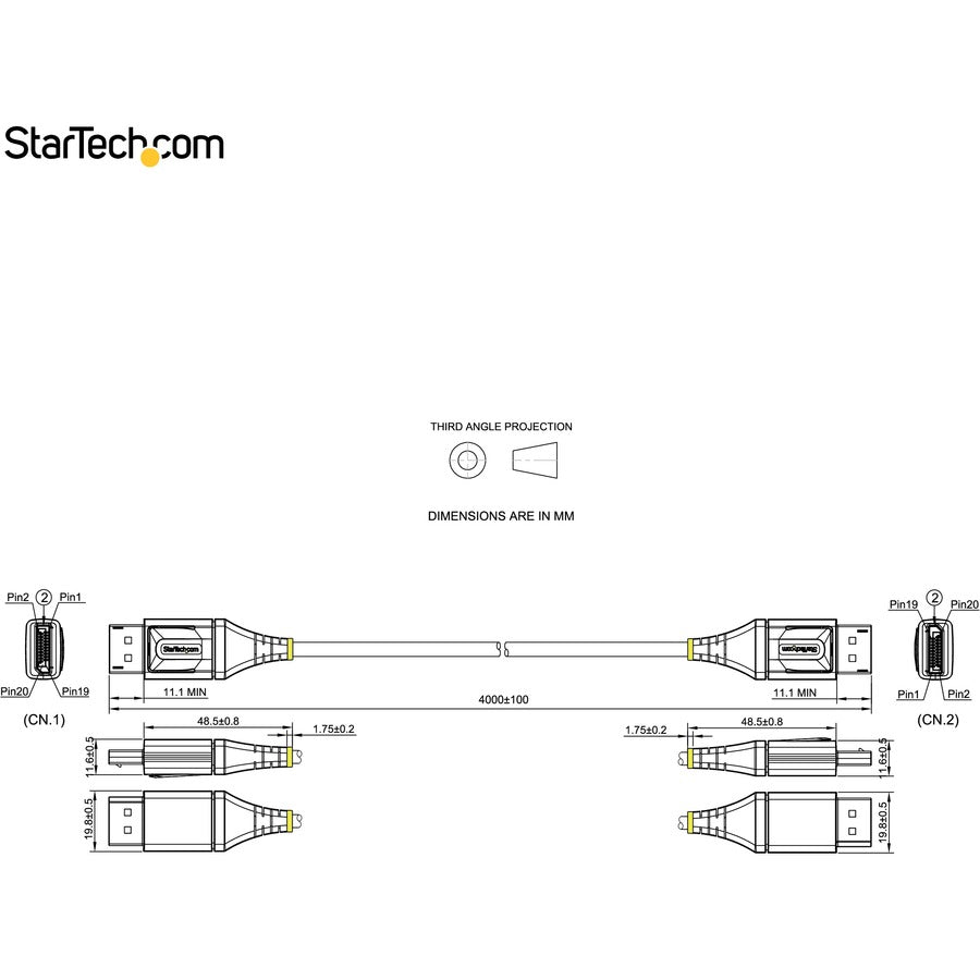 StarTech.com 13ft (4m) VESA Certified DisplayPort 1.4 Cable, 8K 60Hz HDR10, UHD 4K 120Hz Video, DP to DP Monitor Cord, DP 1.4 Cable, M/M DP14VMM4M