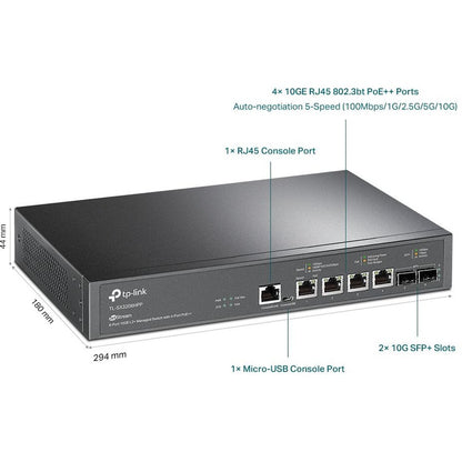 TP-Link JetStream 6-Port 10GE L2+ Managed Switch with 4-Port PoE++ TL-SX3206HPP