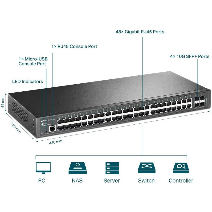 TP-Link JetStream 48-Port Gigabit L2+ Managed Switch with 4 10GE SFP+ Slots TL-SG3452X