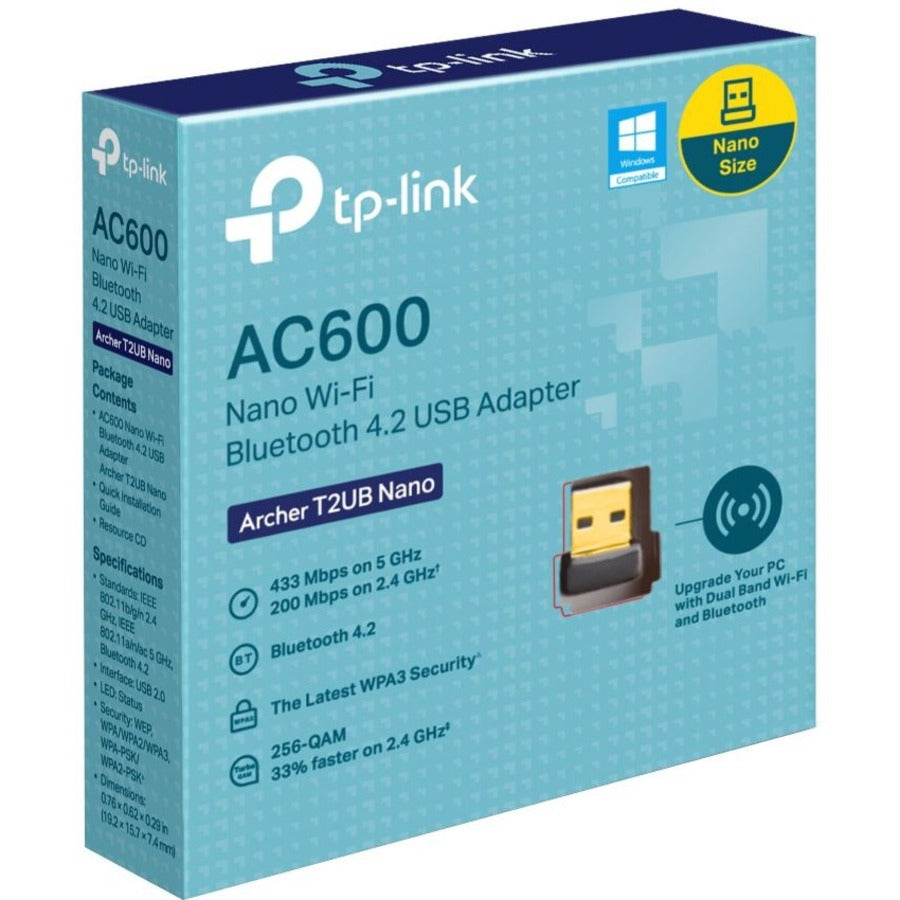 TP-Link Archer T2UB Nano - AC600 Nano Dual Band Wi-Fi Bluetooth 4.2 USB Adapter ARCHER T2UB NANO